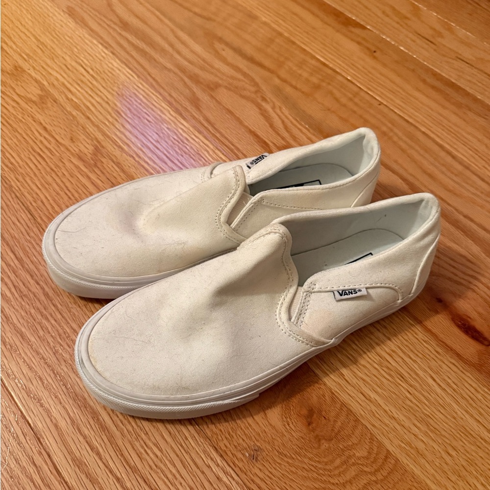 Vans Cream Slip-On Shoes